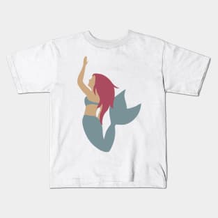 Mermaid with Pink Hair and a Green Tail Kids T-Shirt